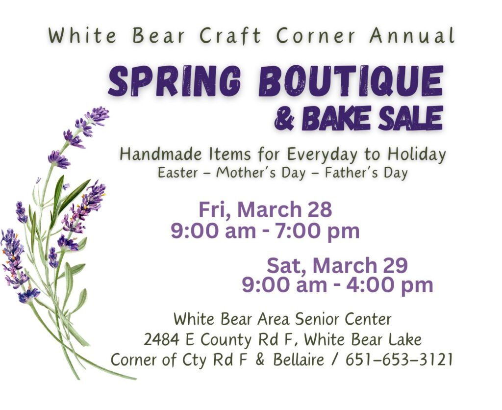 2025 White Bear Craft Corner Annual Spring Boutique & Bake Sale